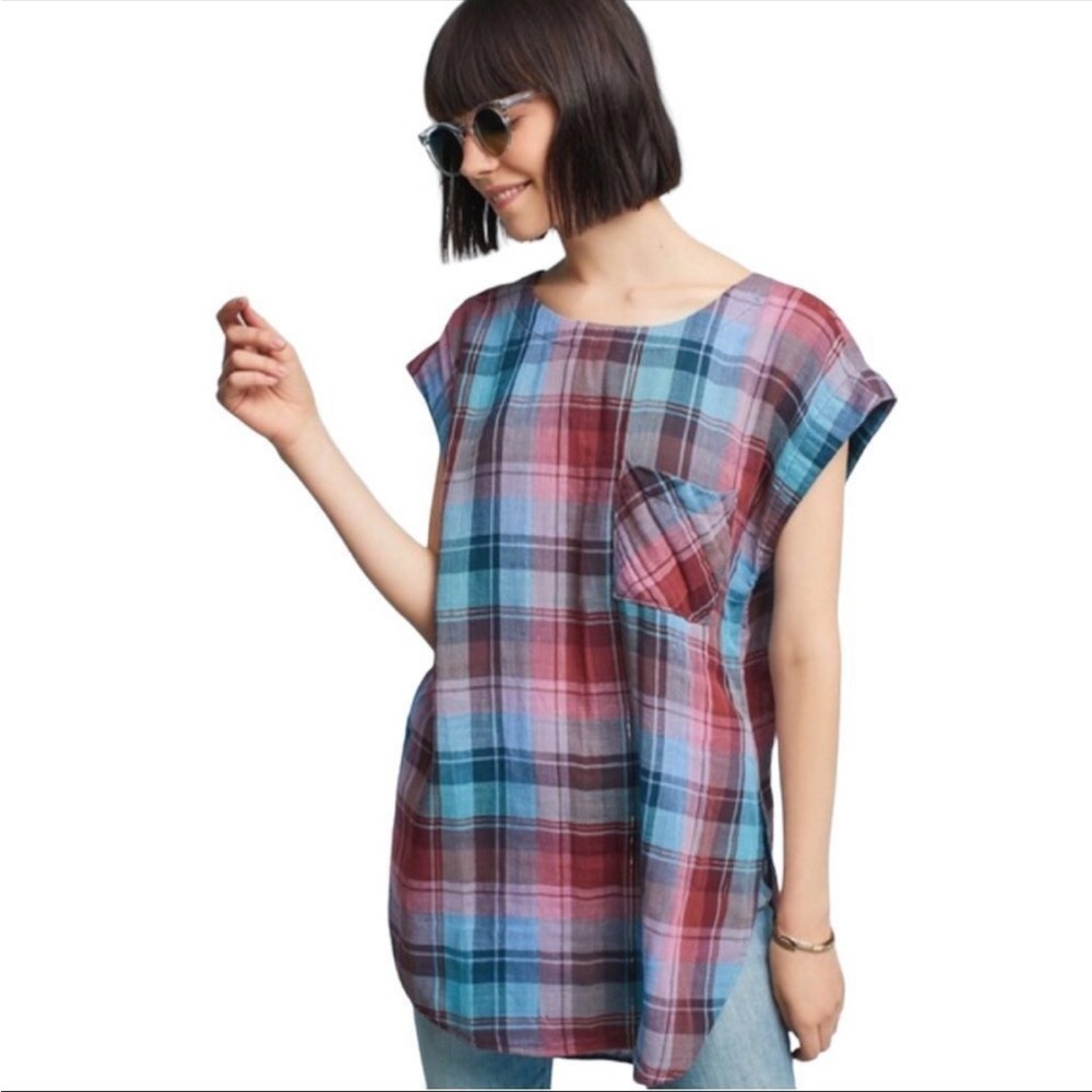 Anthropologie Multicolor Plaid Tunic